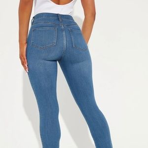 Fashion Nova Classic Mid Rise Skinny Jeans - Medium Blue Wash